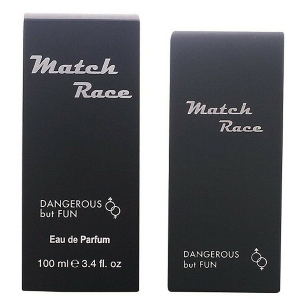 Zwei schwarze Kartons. Aufschrift "Match Race", "DANGEROUS but FUN", "Eau de Parfum", 100 ml.