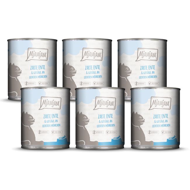 MjAMjAM - zarte Ente & Geflügel an leckeren Möhrchen 6x800 g Futter