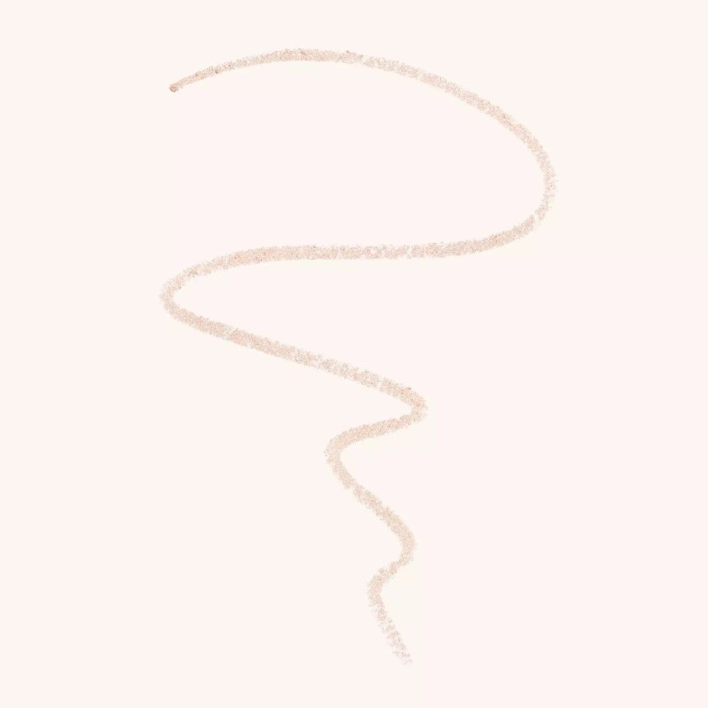 Hellbraune Linie, gewellt auf weißem Hintergrund. Gezogen mit einem Augengelstift.