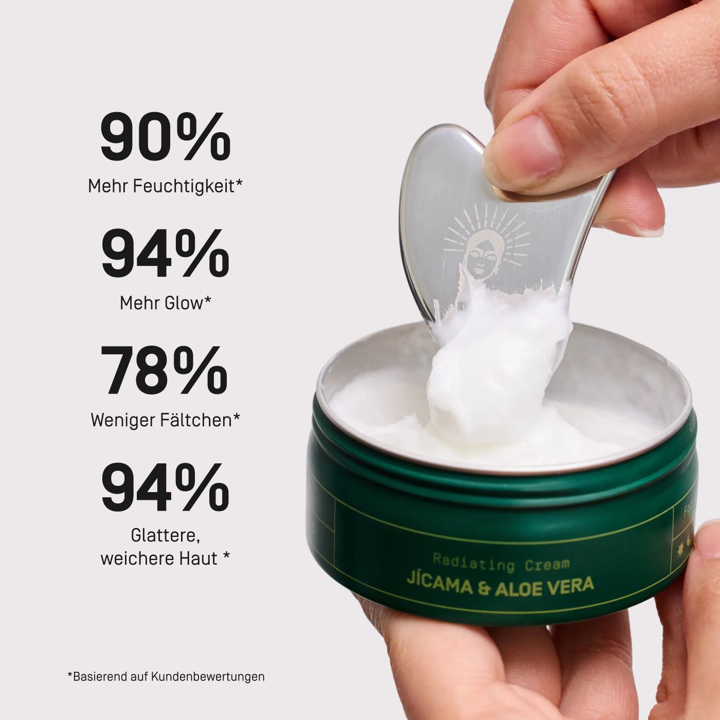 Viva Maia Radiating Cream Dose mit Gua Sha Stein. "90% Mehr Feuchtigkeit".