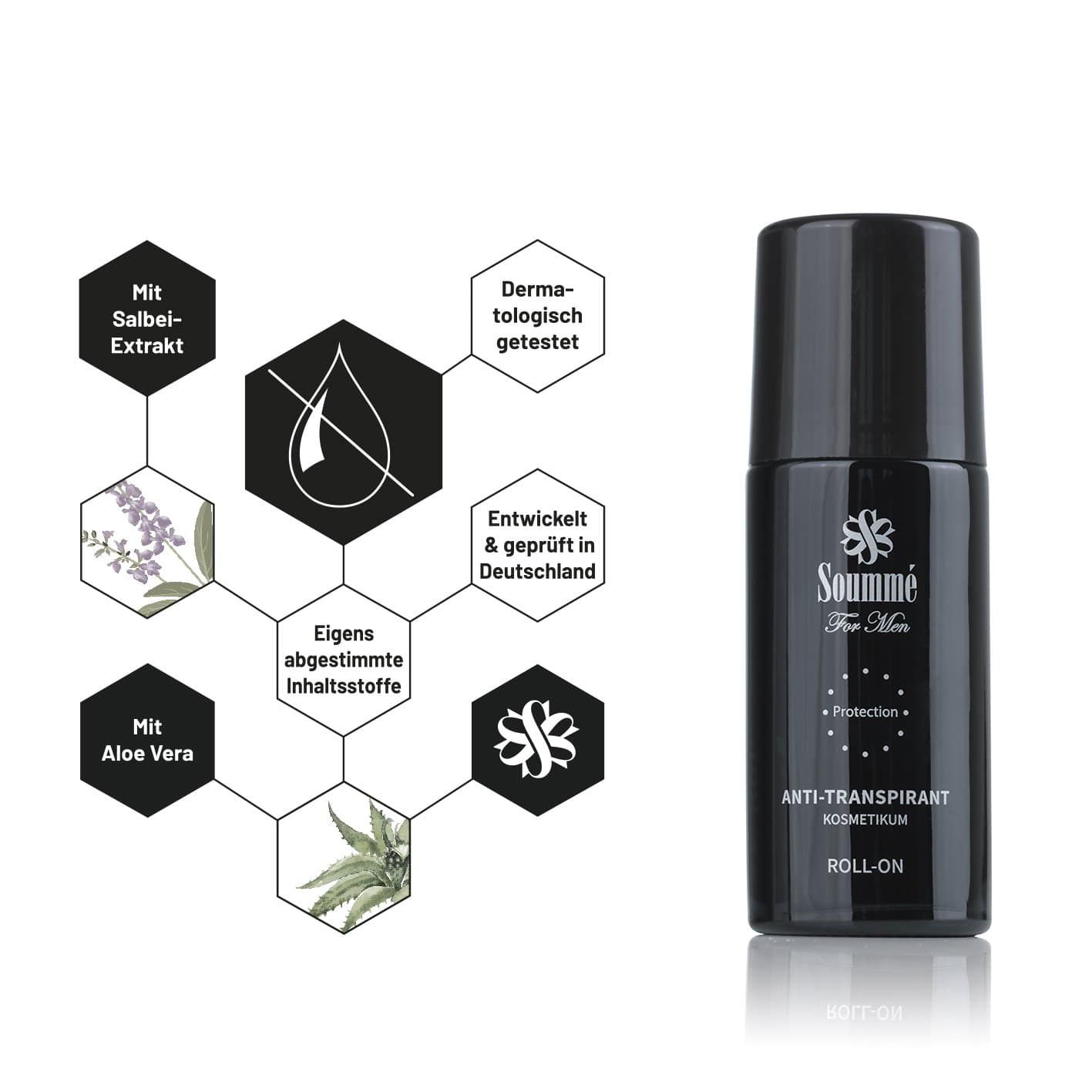 Soummé Anti-Transpirant for Men - Gegen starkes Schwitzen, Roll On