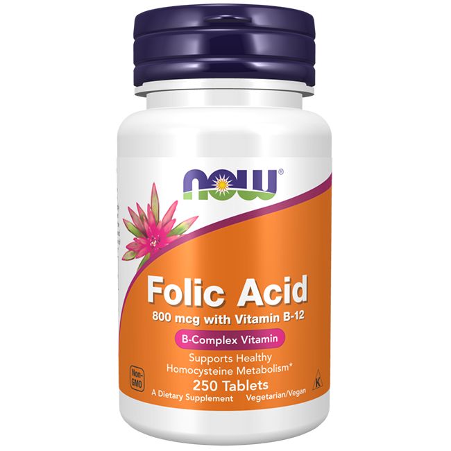 Now Foods Folsäure 800 mcg mit Vitamin B-12 250 Pc
