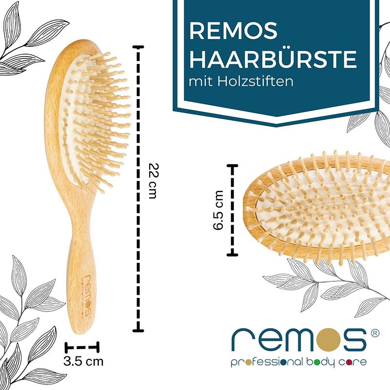 REMOS Haarbürste breit mit Holzstiften