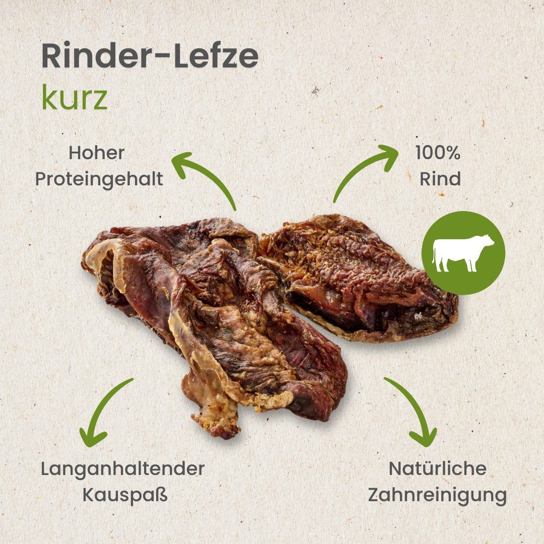 Getrocknete Rinder-Lefze, kurz, ca. 10-15 cm.