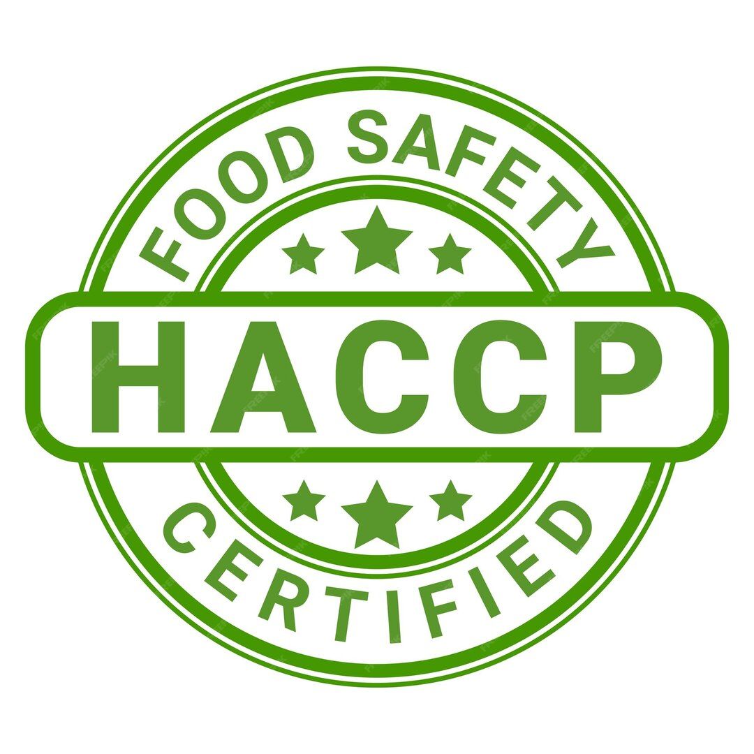 Rundes Logo mit Text: FOOD SAFETY HACCP CERTIFIED.