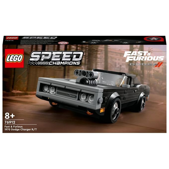 LEGO Speed Champions 1970 Dodge Charger R/T. Auto giocattolo nera con dettagli grigi. Età: 8+
