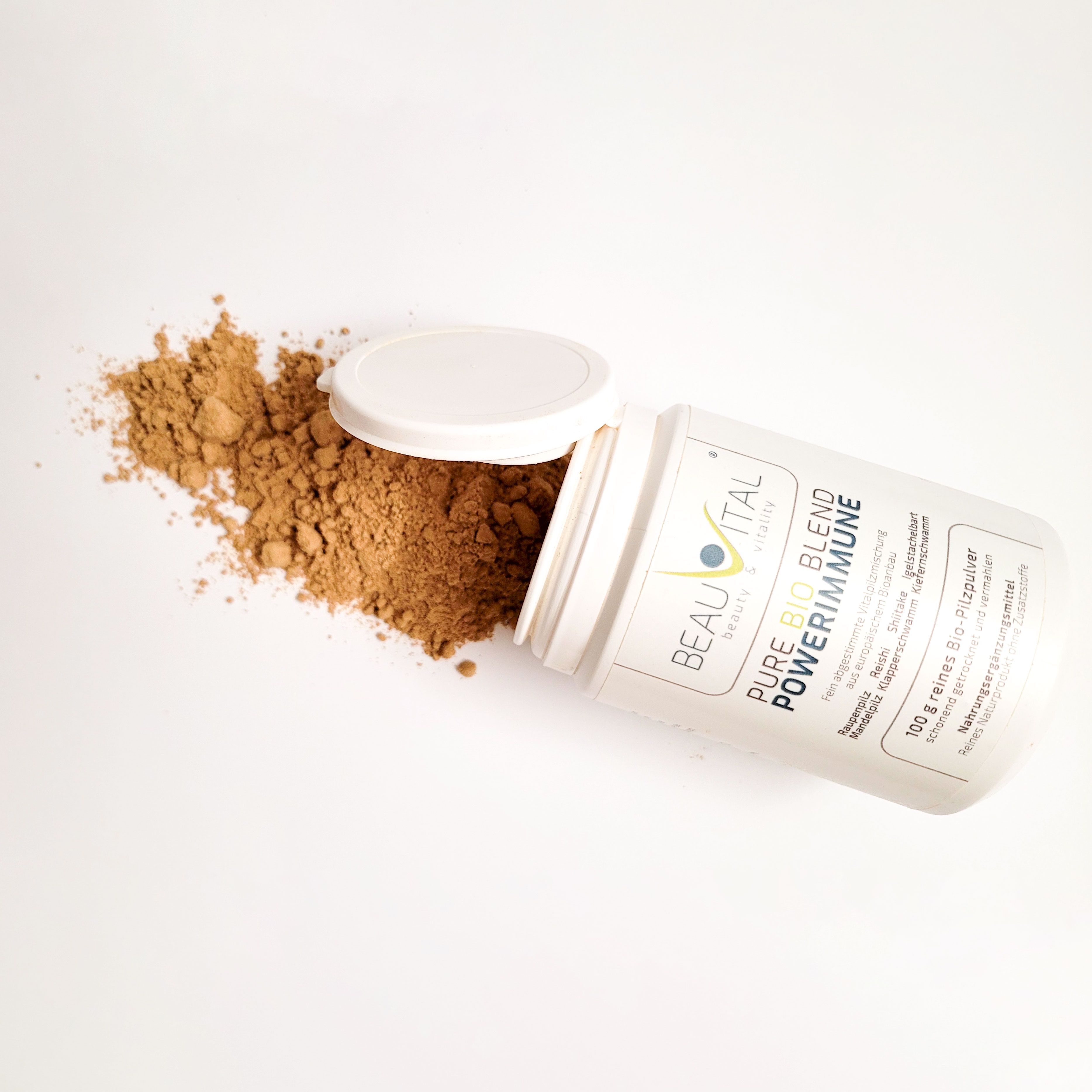 BEAUVITAL® Pure Bio Blend Powerimmune Vitalpilzpulver, Cordyceps Reishi Shiitake Hericium Agaricus