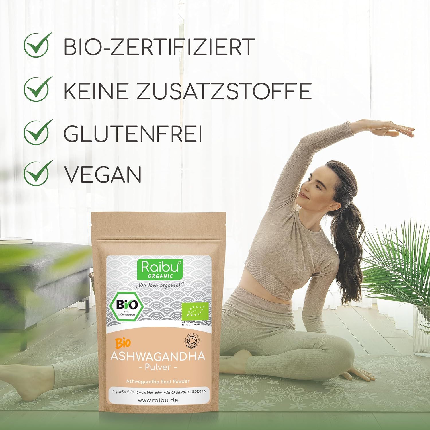 RAIBU BIO Ashwagandha Pulver – 100 % rein