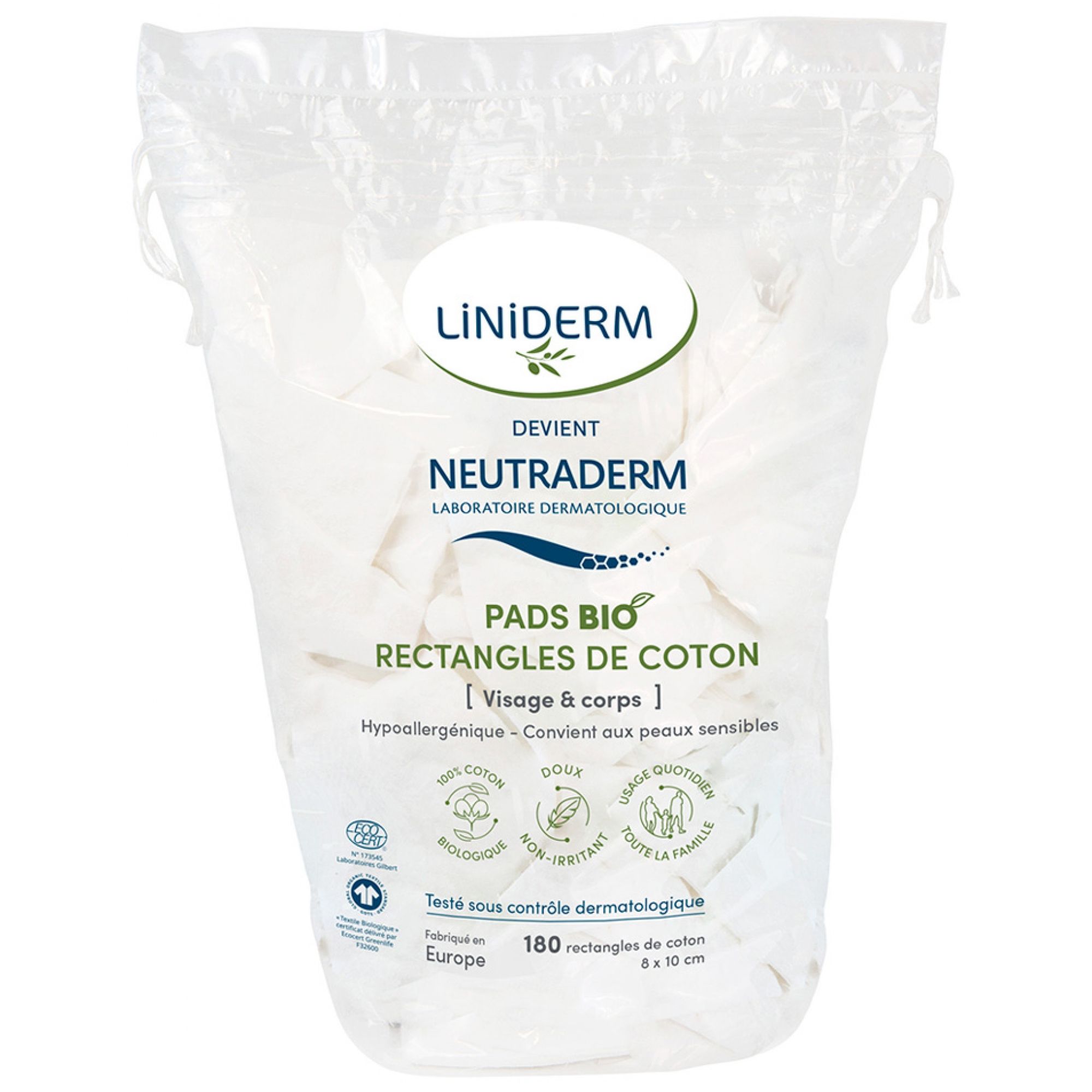 Neutraderm Pads Rechteckige Wattepads 180 Stück 23,5x6x37,5 cm