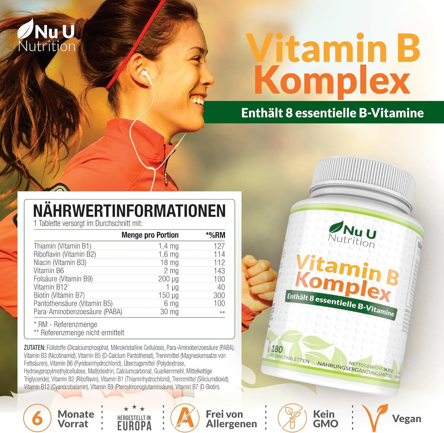 Nu U Nutrition Vitamin B Komplex Hochdosiert