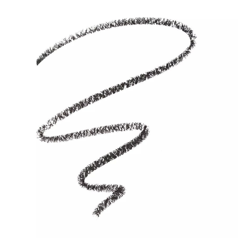 Schwarzer Lidstrich-Strich auf weißem Hintergrund. Textur des Strichs sichtbar.