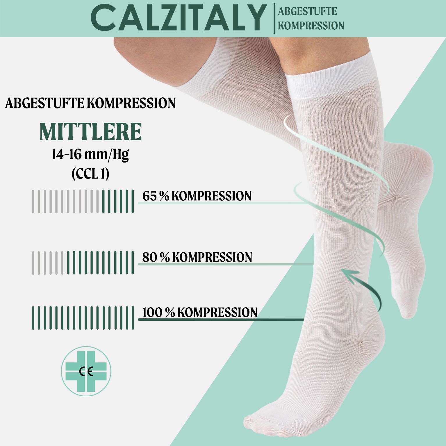 CALZITALY Kniestrumpfe aus Fil d’Écosse mit Abgestufter Kompression 14-16 mm/Hg