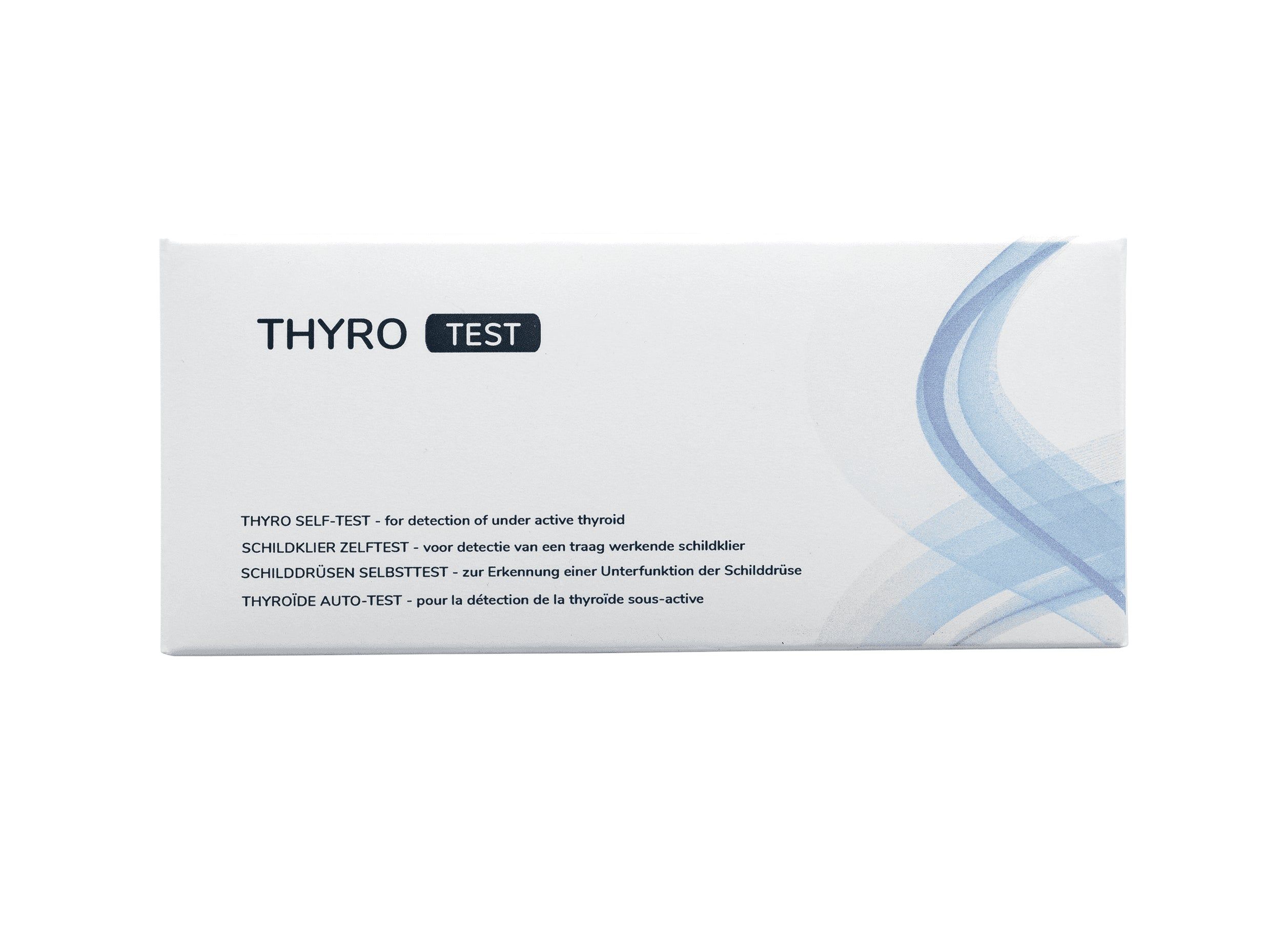 Verpackung des THYRO TEST, ein Selbsttest zur Erkennung von Schilddrüsenunterfunktion.