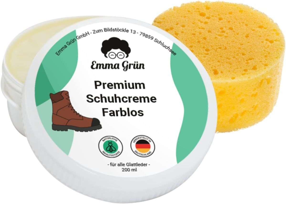 Emma Grün® Schuhcreme farblos inkl. wiederverwendbarem Schwamm