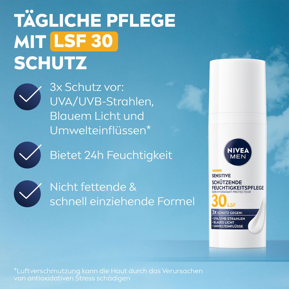 NIVEA MEN Sensitive Schützende Feuchtigkeitspflege LSF30