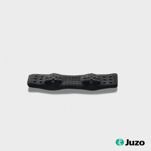 Schwarzes JuzoFlex® Patella Xtra Patellasehnenband. Mit Noppenstruktur.