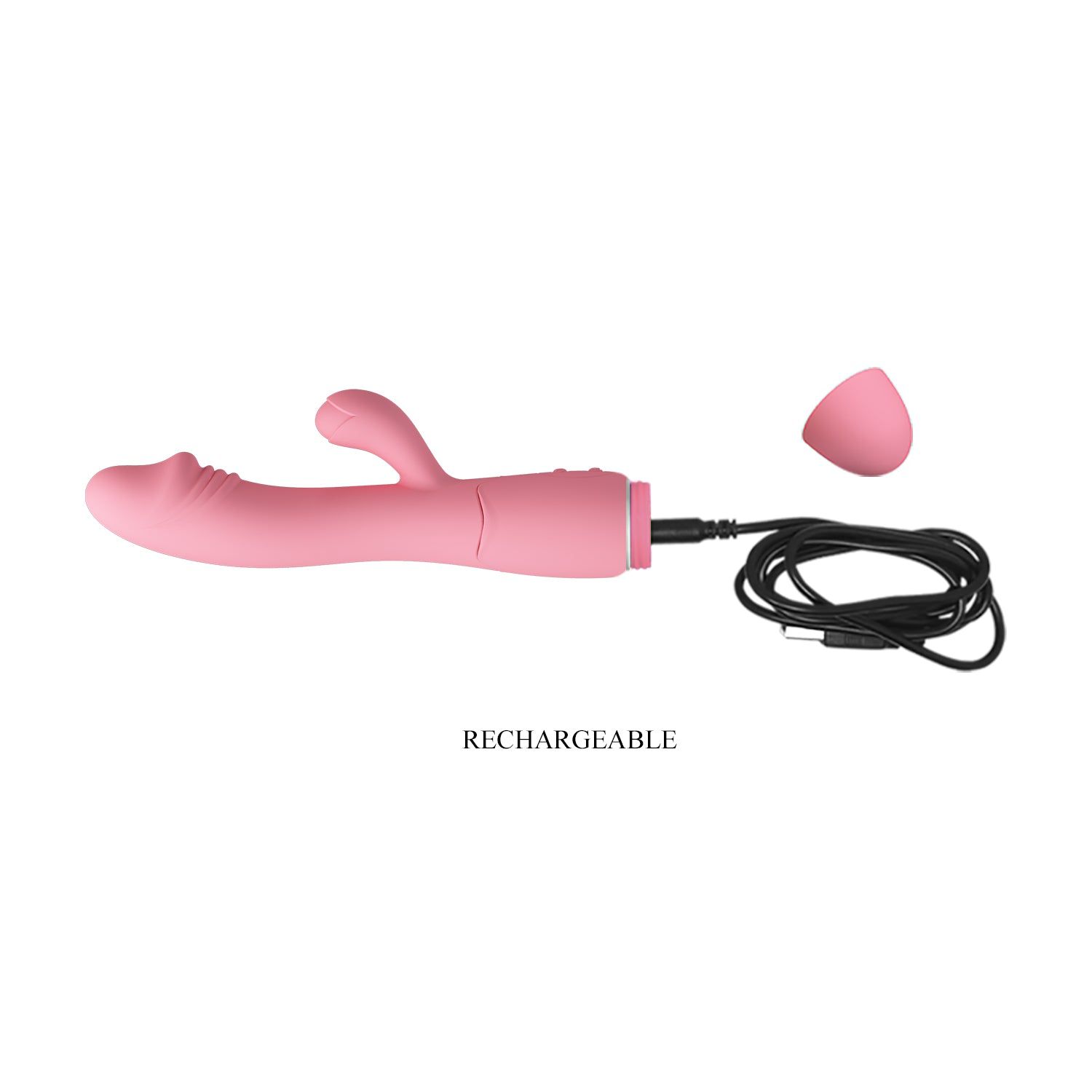 Rosa Vibrator mit Ladekabel. Silikon-Material. Aufladbar.
