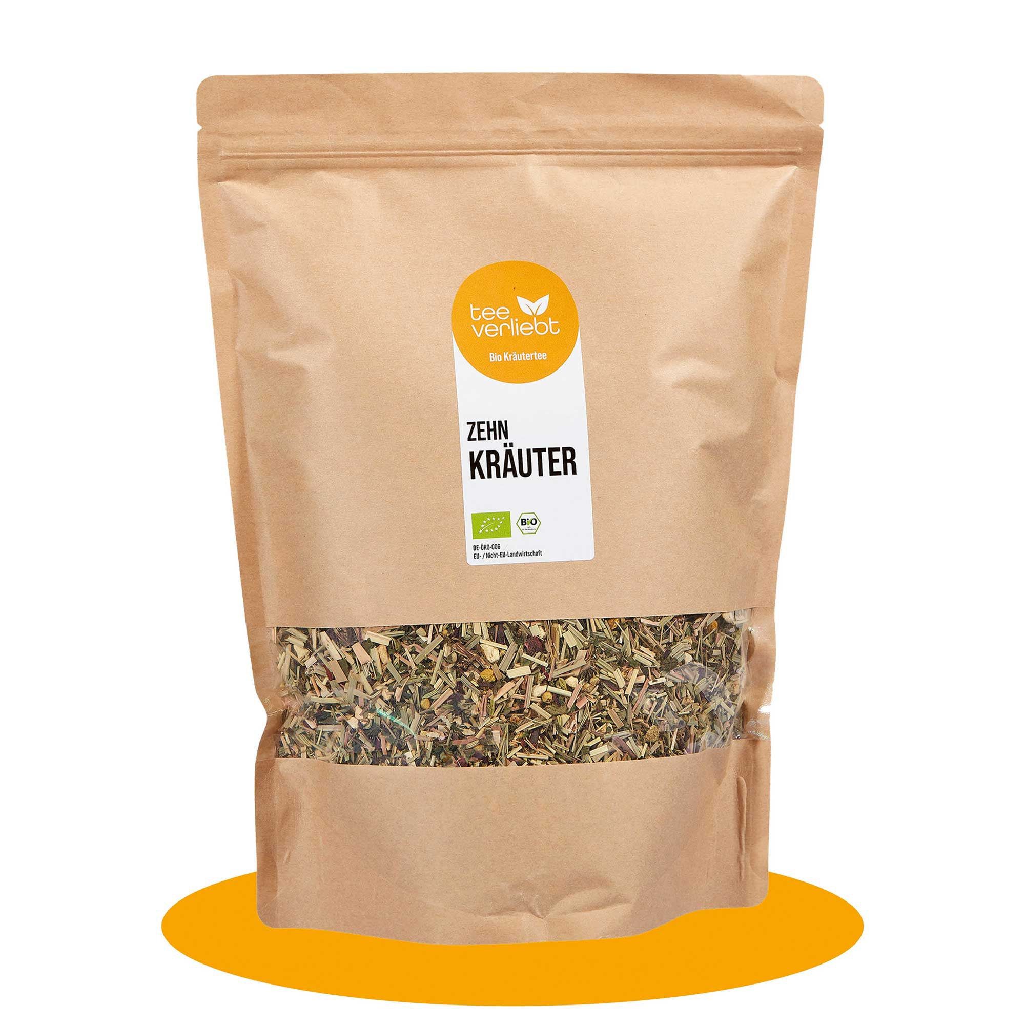 teeverliebt - 10 Kräuter Bio loser Kräutertee Großpackung I Ausgewogene Kräutermischung