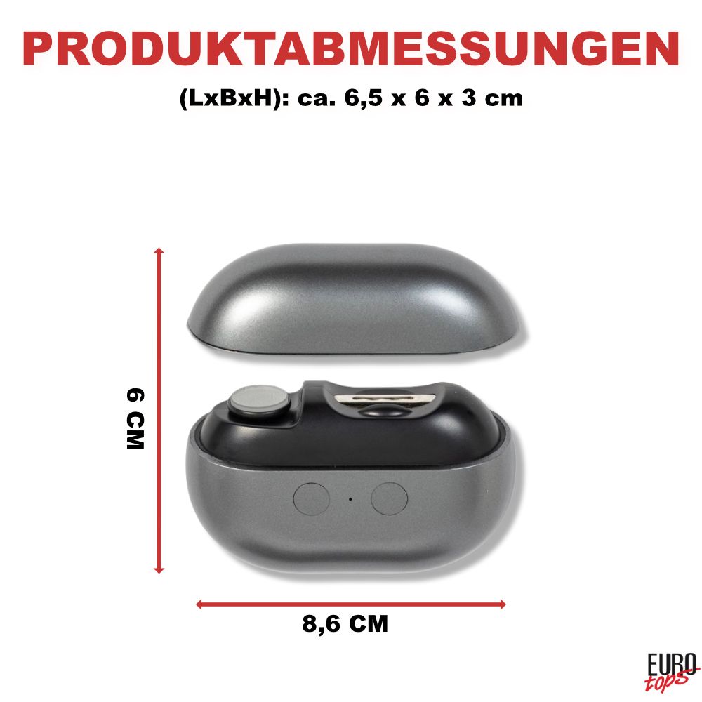 EUROtops Nageltrimmer mit LED & Feile – elektrisch, 2 Stufen & USB-Akku