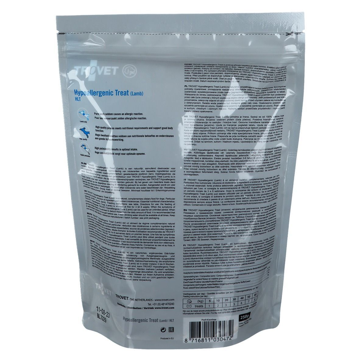 Trovet HLT 100% Lam Hypoallergenic Treat 250 g Beutel