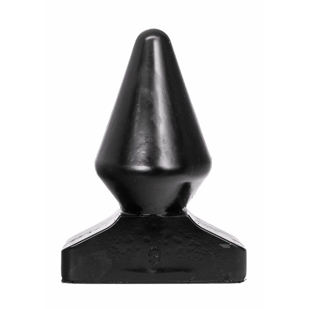 Schwarzer, kegelförmiger Analplug mit flachem Sockel.