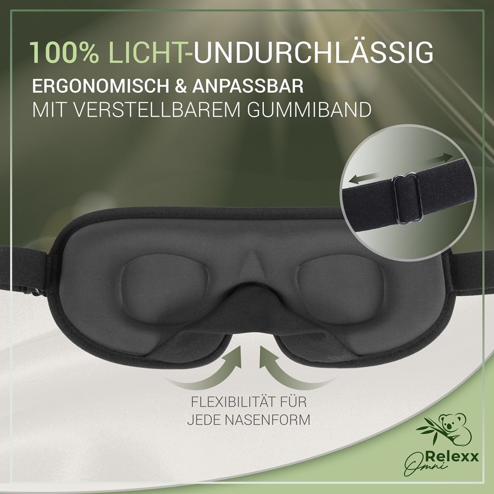 OMNIRELEXX® Atmungsaktive 3D SCHLAFMASKE (Grau)