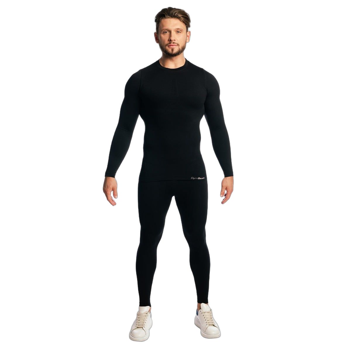 GymBeam Langarmshirt Herren Slim nahtlos in Black