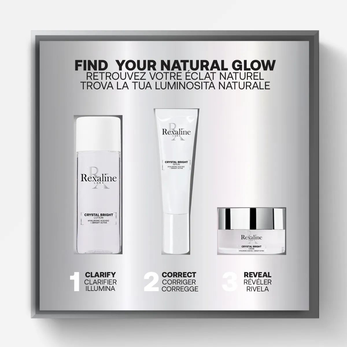 REXALINE Crystal Bright Hautaufhellendes Routine-Set für Reisen