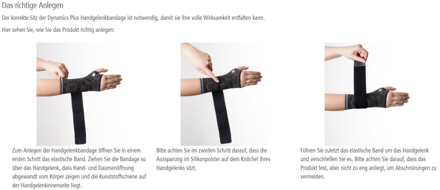 Dynamics Plus Handgelenkbandage links Gr.3 carbon 1 St Bandage(s)