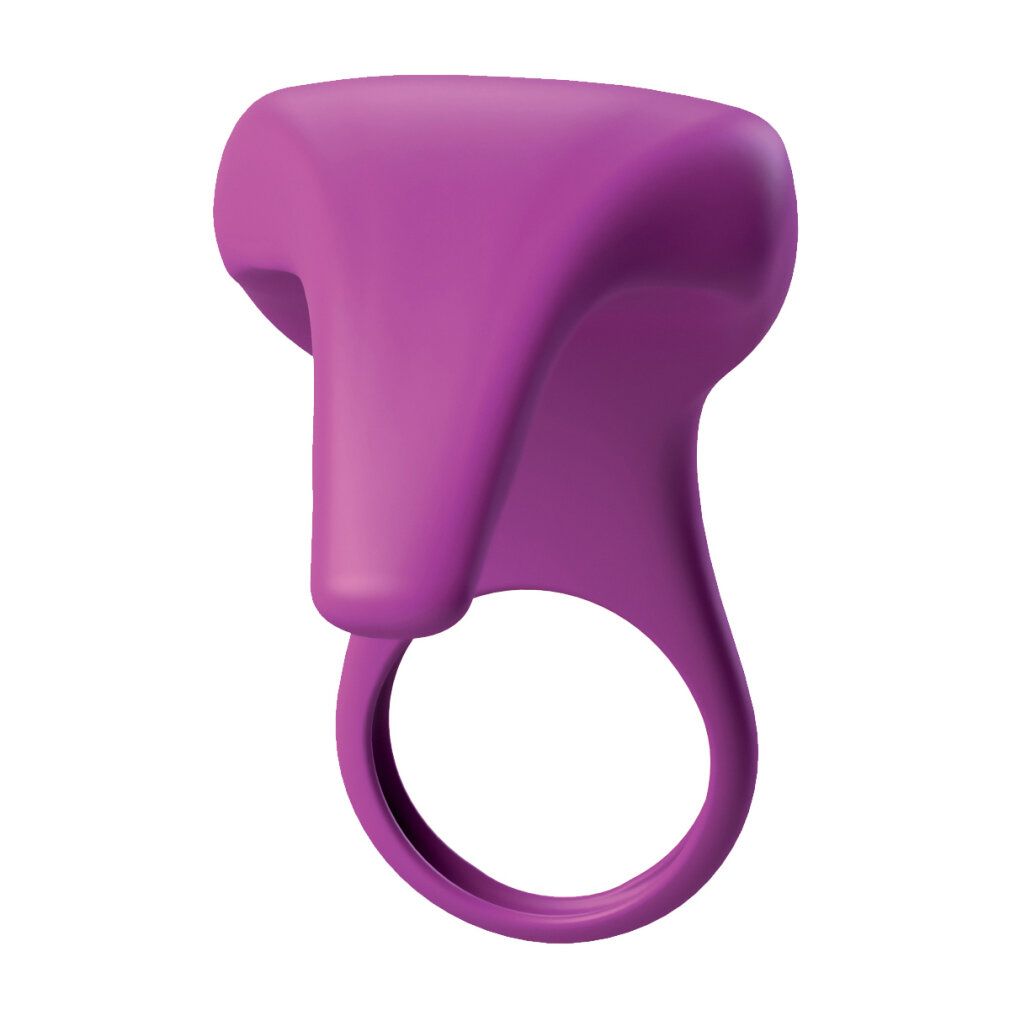 Lila Ring mit T-Form-Aufsatz. Ringförmige Basis mit einem Aufsatz.