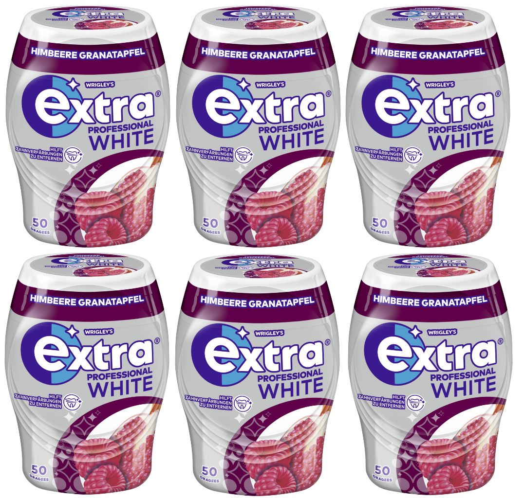 Extra Professional White Himbeere Granatapfel Dosen 6x50 St Kaugummi