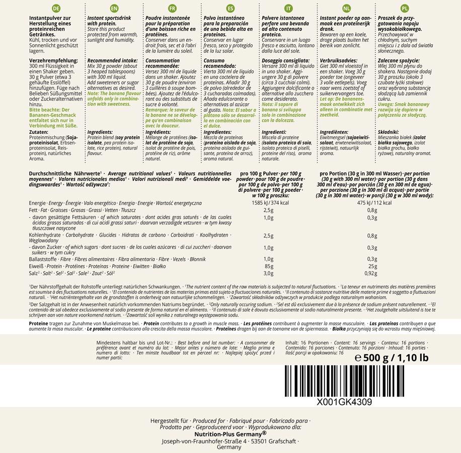 Rückseite einer Tüte mit Text. Enthält Informationen zu Nährwerten, Zutaten und Zubereitung. 500 g / 1,10 lb.