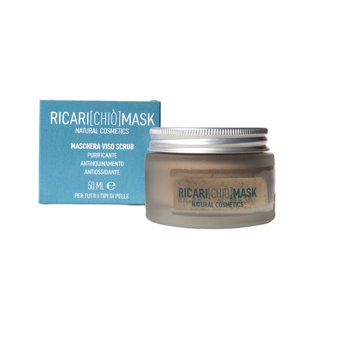 Chiò Skincare, Ricarichiò Maschera Viso Scrub Purificante, Antinquinamento, Antiossidante