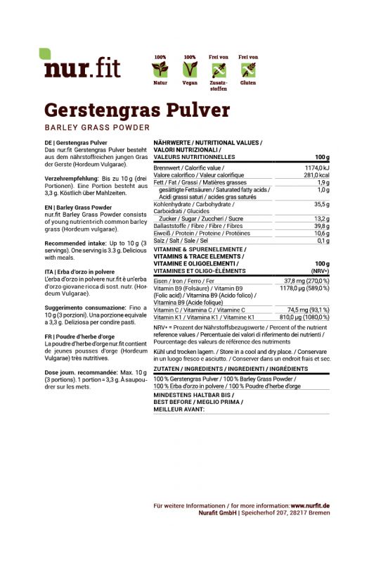 nur.fit Gerstengras Pulver