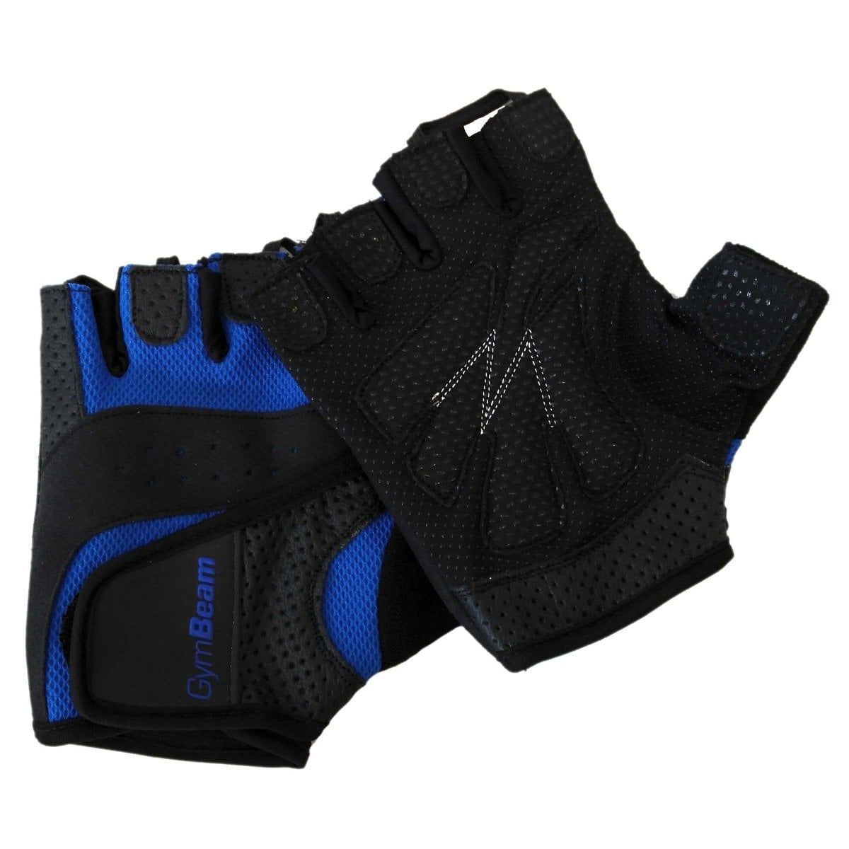 GymBeam Fitness-Handschuhe Unisex aus Leder mit verstärkter Handfläche Dexter, schwarz-blau.