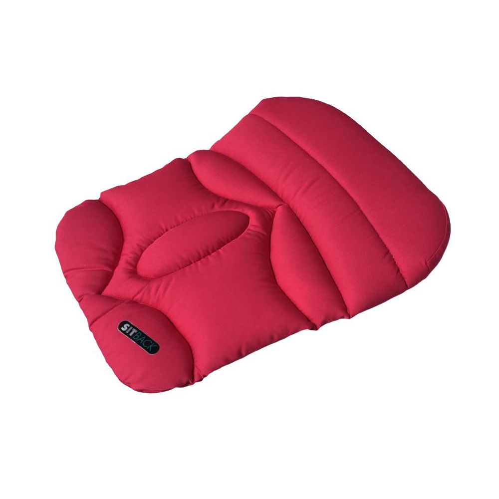 Rotes SITBACK Basic Keilkissen. Gepolstert, rechteckig mit abgerundeten Ecken. Kleines Logo. 