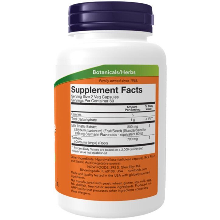Weißes Fläschchen mit blauem Deckel. Aufschrift: Botanicals/Herbs, Supplement Facts. Enthält 60 Kapseln. Inhaltsstoffe und Nährwertangaben.