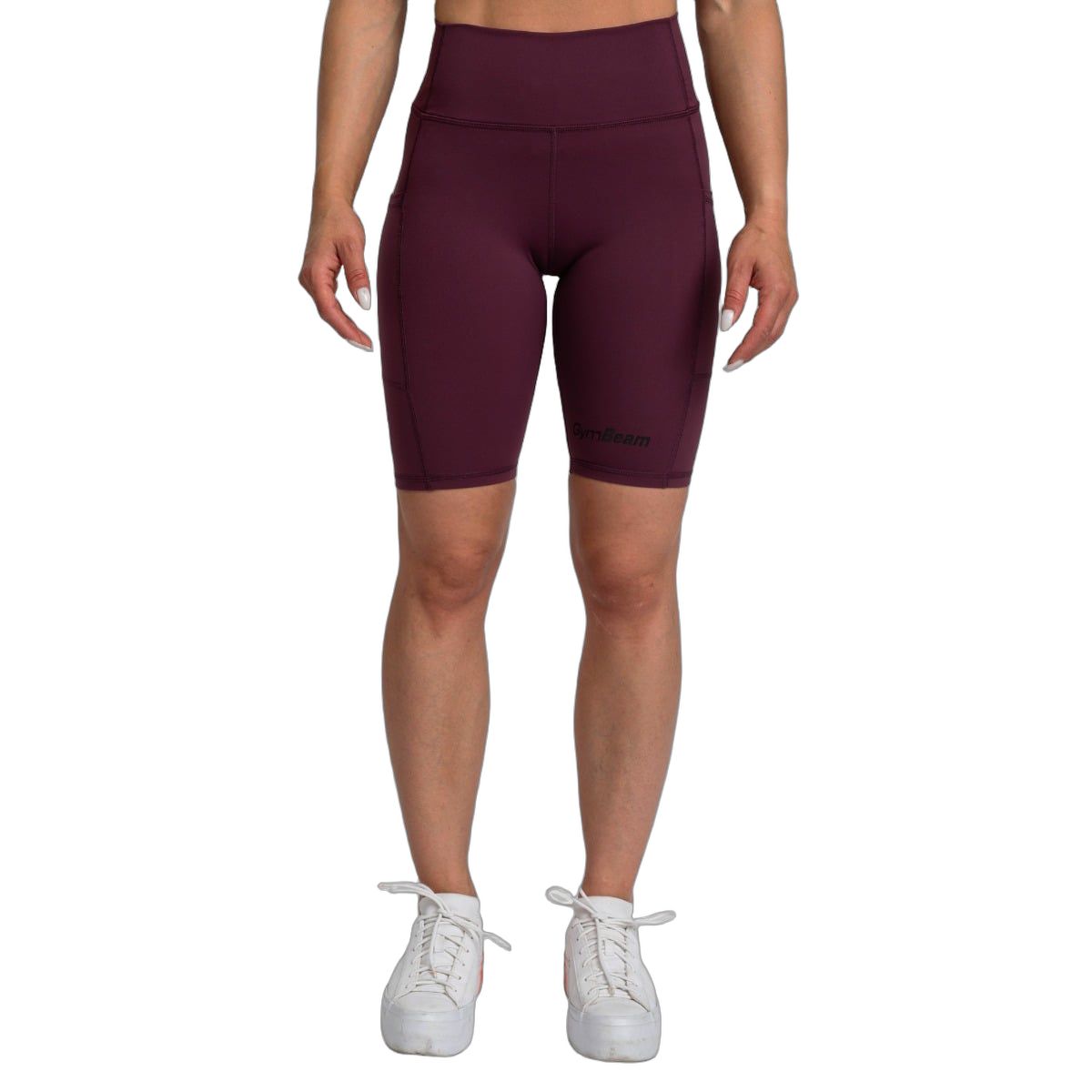 GymBeam Shorts Damen Biker slim mit hoher Taille, Taschen und Modell Eggplant 1 St