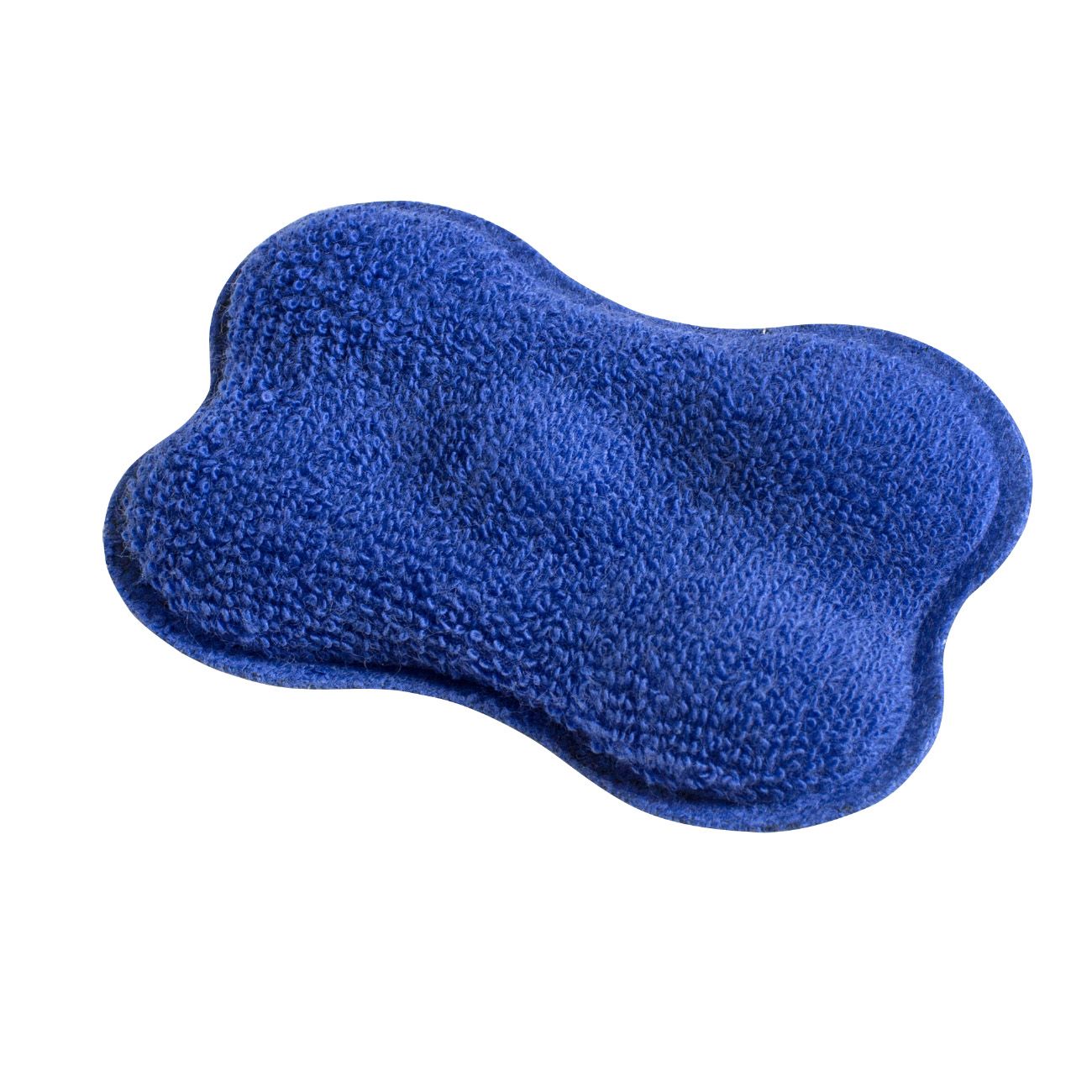Blaues, knochenförmiges Polster. Weiche Textur.