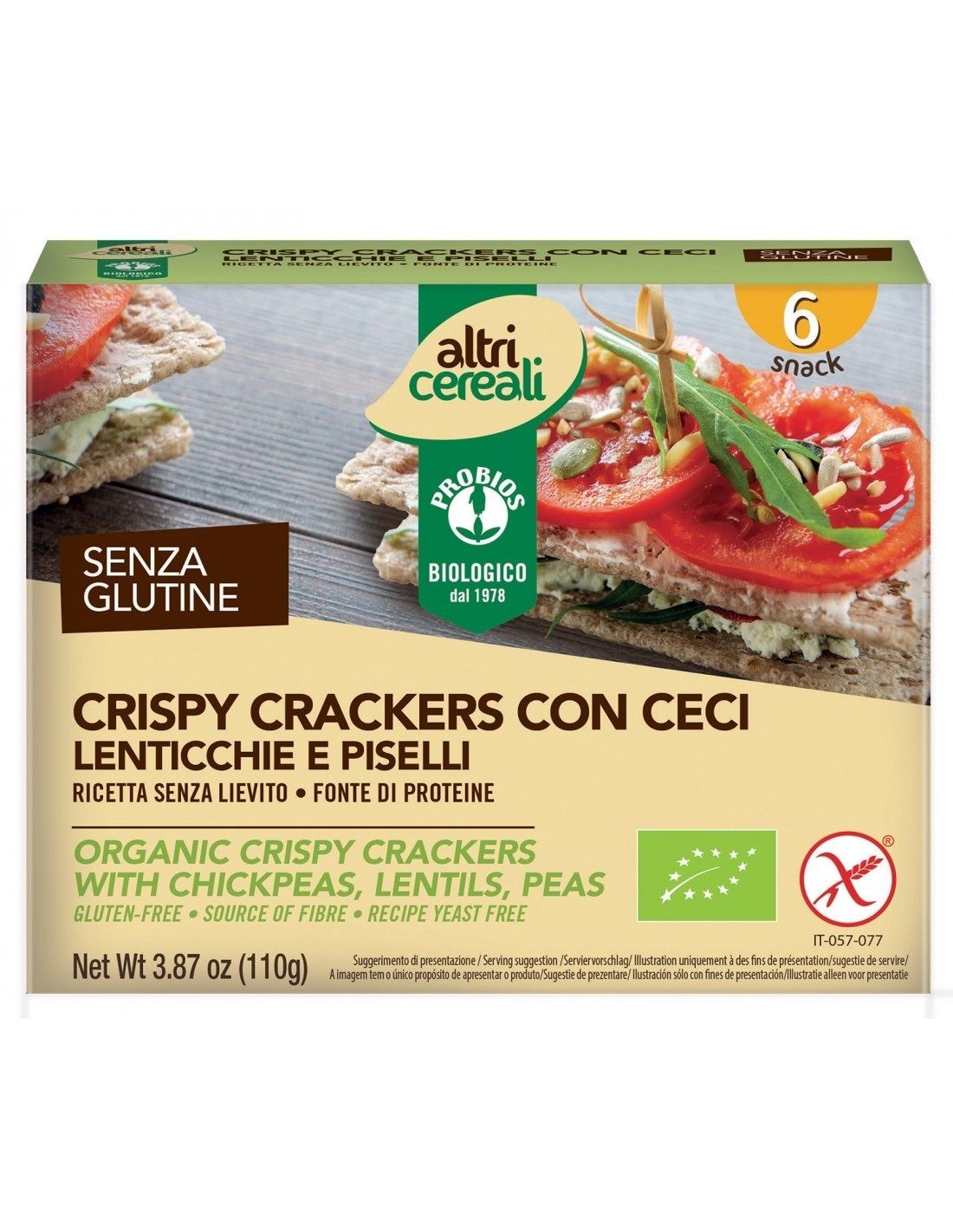 Probios Crispy Crackers Altricereali Ceci Lenticchie Piselli, 110G - Immagine 4