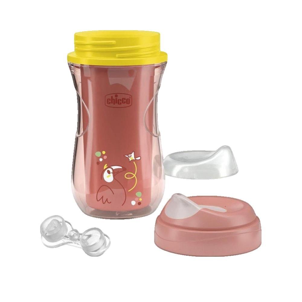 Chicco Kubek Niekapek Thermobecher mit Hartem Trinkaufsatz, 266 ml, rosa