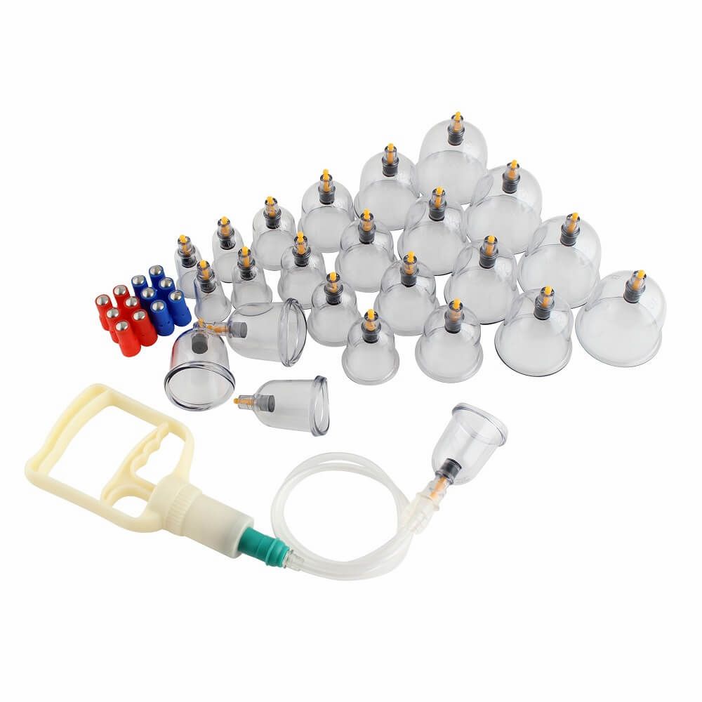 Hoopomania Schröpfset M016: 24 Gläser, Pumpe, Schläuche und Adapter.