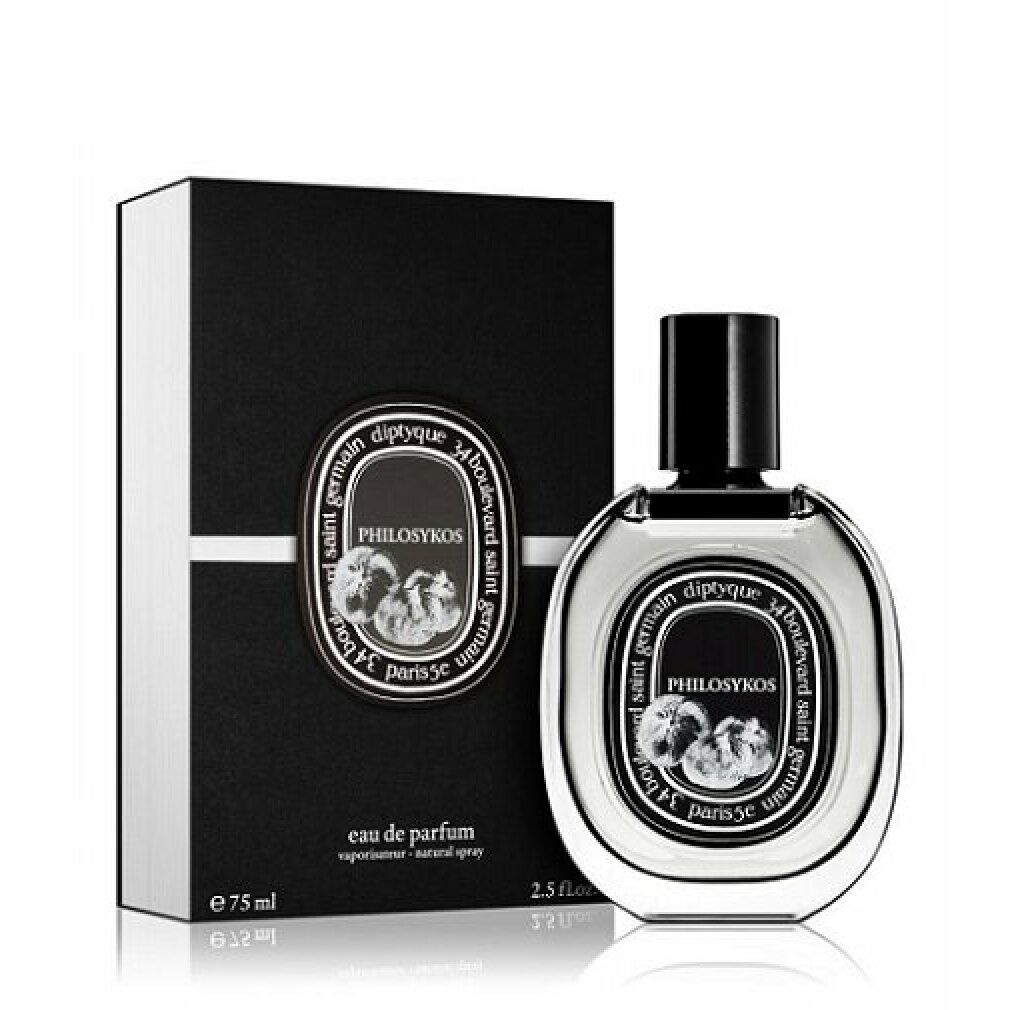 Diptyque Philosykos Eau de Parfum Flakon und schwarze Box, 75ml.