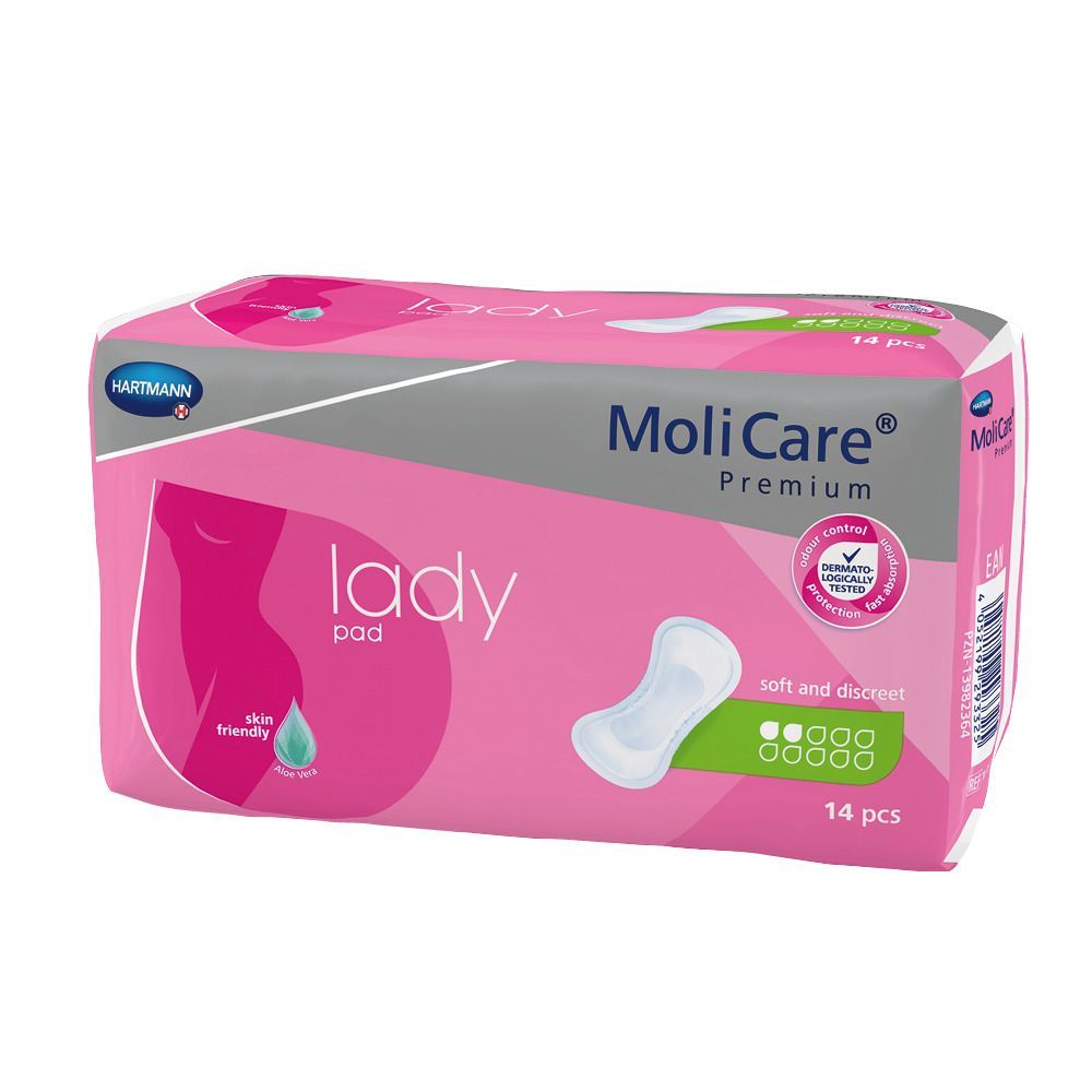 MoliCare Premium lady pad 2 Tropfen, Inkontinenzeinlage für Frauen bei Blasenschwäche, Aloe Vera