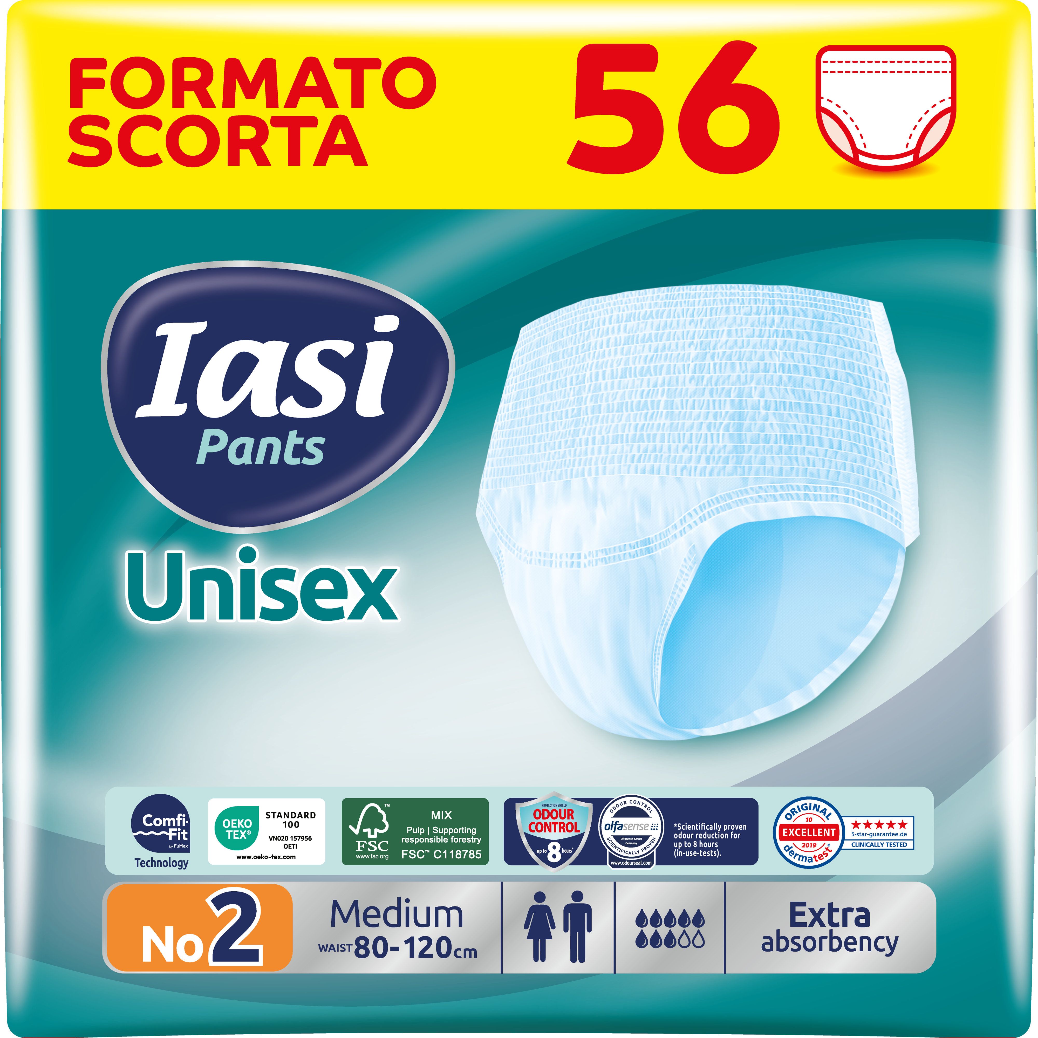 IASI Pants UNISEX Alta Protezione, 56 Mutande Assorbenza EXTRA, Taglia M, 56 Unità