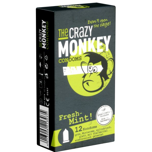 Crazy Monkey *Fresh Mint!* freche grüne Kondome mit Minzaroma