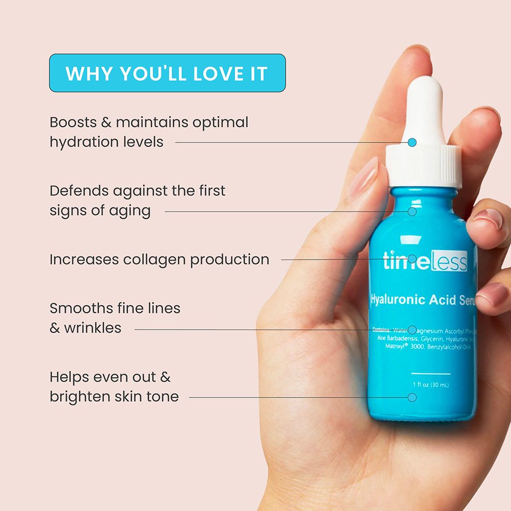 TIMELESS SKIN CARE Hyaluronic Acid + Vitamin C Moisturizing Face Serum