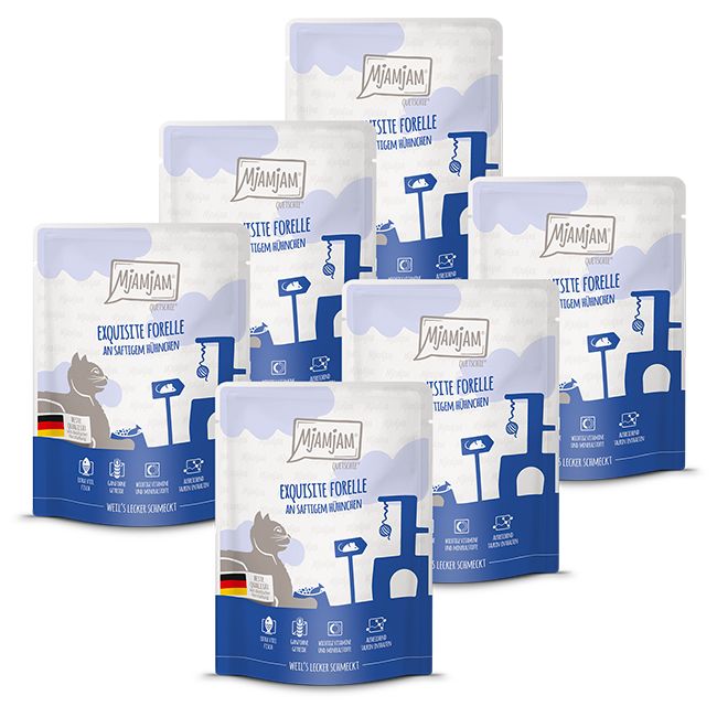 MjAMjAM - Quetschie exquisite Forelle an saftigem Hühnchen 6x300 g Futter