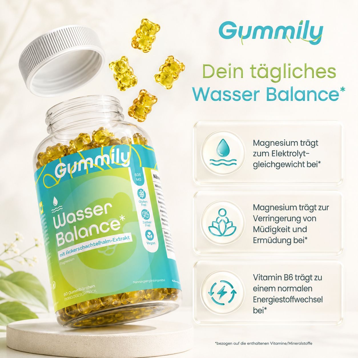 Gummily® Wasser Balance - mit Brennnessel, Löwenzahn, Ackerschachtelhalm & Magnesium