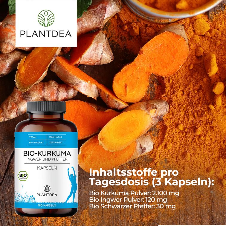 PlantDEA Bio Kurkuma Ingwer Pfeffer Kapseln